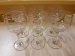 Gegraveerde portglazen 6 stuks Hoogte 12,5 cm, Antiek en Kunst, Antiek | Glas en Kristal, Ophalen of Verzenden