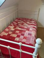 1 pers bed met lattenbodem en matras, Gebruikt, 90 cm, Eenpersoons, Wit