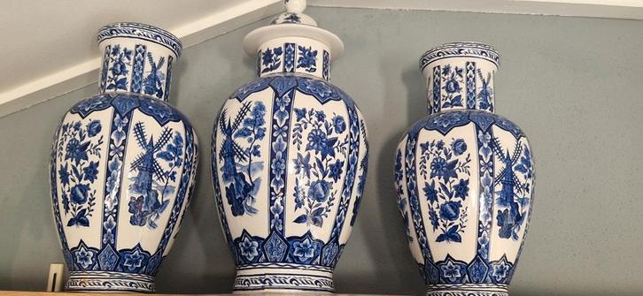 Delfts Blauwe Vazen Set, Huis en Inrichting, Woonaccessoires | Vazen, Zo goed als nieuw, Blauw, Minder dan 50 cm, Aardewerk of Porselein