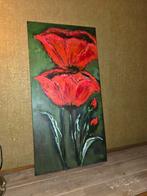 Schilderij op doek M Weski. Klaproos 80 cm hoog 40 cm breed., Ophalen of Verzenden
