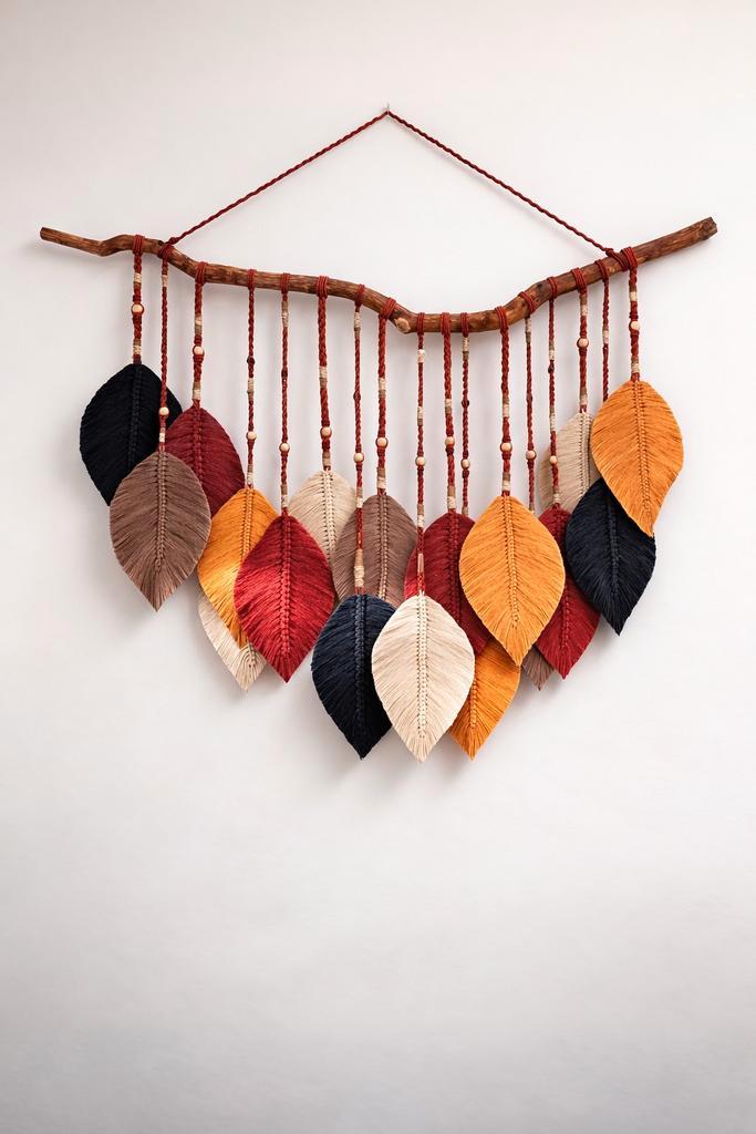 Handgemaakte Macramé Wanddecoratie met Tak, Huis en Inrichting, Woonaccessoires | Wanddecoraties, Nieuw, Ophalen of Verzenden