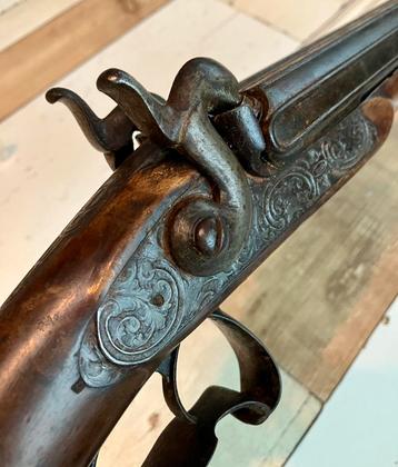 Antiek percussie dubbelloops jachtgeweer - ca1835 beschikbaar voor biedingen