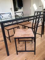 Eettafel glas en 4 stoelen, Huis en Inrichting, Tafels | Eettafels, 50 tot 100 cm, Glas, 100 tot 150 cm, Rechthoekig