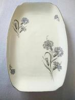 Vintage serveerschaal zilvergrijs blauwe koren bloemen, Ophalen of Verzenden, Gebruikt, Overige stijlen, Schaal of Schalen