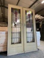 Set schuif / en-suite deuren met glas in lood 211x136cm., Antiek en Kunst, Ophalen