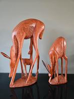 Vintage houten beeld hert / reeën beeld, Antiek en Kunst, Kunst | Beelden en Houtsnijwerken, Ophalen of Verzenden