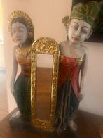 Oosters houten beeld met spiegel, Ophalen of Verzenden, Zo goed als nieuw, Minder dan 100 cm, Overige vormen