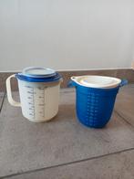 Tupperware litermaat, mixerkom,mix & meat met deksels 1ltr., Ophalen of Verzenden, Gebruikt, Wit, Beker of Kan