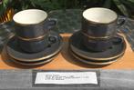 Apilco Bistrot / 4x koffiekopje / mokka / grijs / goud, Verzamelen, Ophalen of Verzenden, Zo goed als nieuw, Porselein, Kop en/of schotel