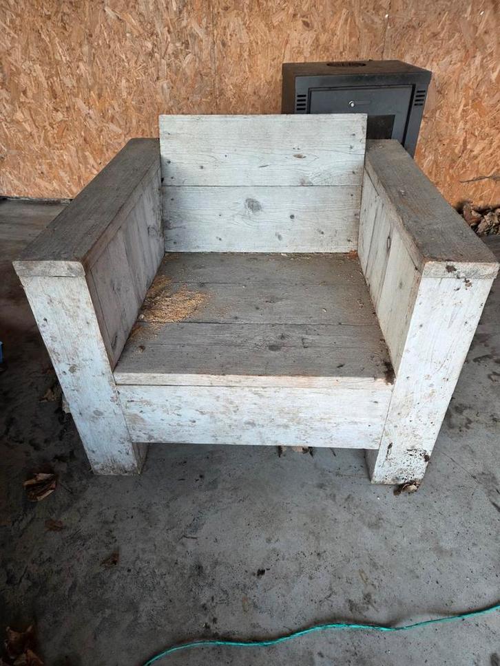 Houten Buitenstoel, Tuin en Terras, Tuinbanken, Gebruikt, Hout, Ophalen