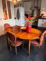 Klassieke uitschuifbare eettafel + 4 stoelen, Ophalen, Gebruikt, 100 tot 150 cm, 150 tot 200 cm