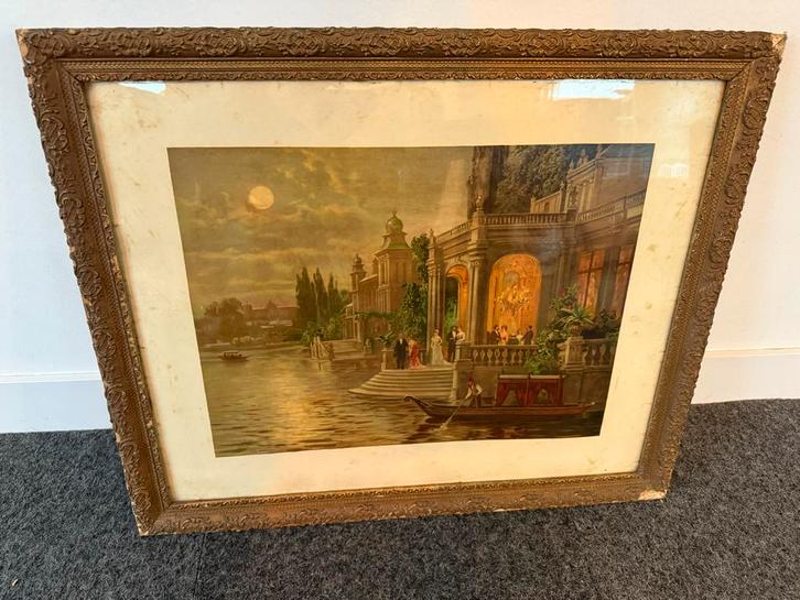 Oud Brocante Schilderij, Antiek en Kunst, Kunst | Tekeningen en Foto's, Ophalen