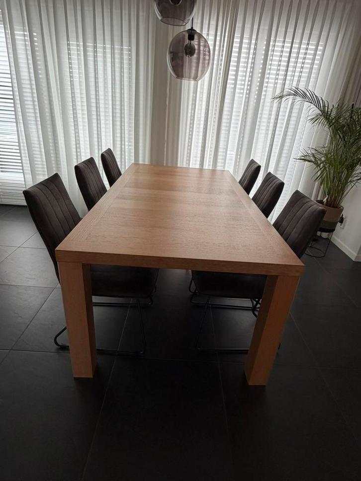 Eetkamer tafel TEAB 200x100x77 cm massief eiken, Huis en Inrichting, Tafels | Eettafels, Gebruikt, 50 tot 100 cm, 200 cm of meer