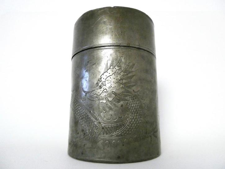 Tinnen theebus gedecoreerd met draak Swatow China 19e eeuw, Antiek en Kunst, Antiek | Tin, Ophalen of Verzenden