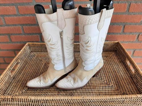 Exclusieve cowboy laarzen van Pertini. Maat 39, Kleding | Dames, Schoenen, Zo goed als nieuw, Hoge laarzen, Wit, Ophalen of Verzenden