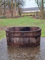 Oude houten kuip trog plantenbak duigen orangerie regenton, Ophalen, N, Rond, N