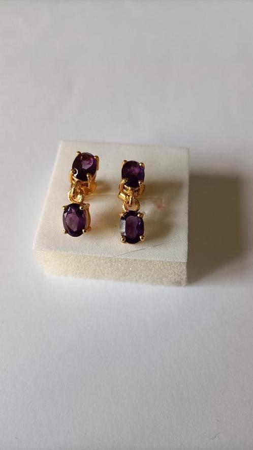 Fraaie zilver vergulde oorstekers met Amethist, Sieraden, Tassen en Uiterlijk, Oorbellen, Nieuw, Hangers, Zilver, Goud, Met edelsteen
