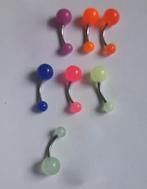 Glow in the dark navelpiercings (banana bells), Ophalen of Verzenden, Nieuw, Staal, Navelpiercing