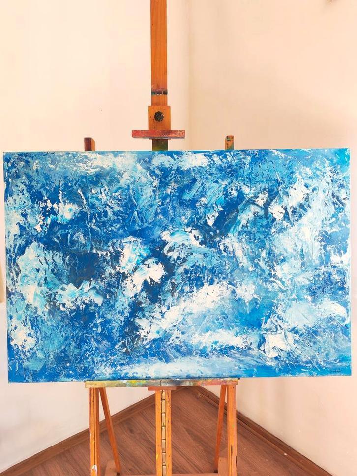 Oer wezens in blauw, Antiek en Kunst, Kunst | Schilderijen | Abstract, Verzenden