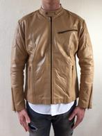Beige leren jassen biker jacks heren is maat L licht bruine, Ophalen of Verzenden, Nieuw, Maat 52/54 (L), Bruin