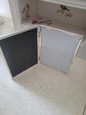 vintage metalen dubbele fotolijst zilverkleurig beschikbaar voor biedingen