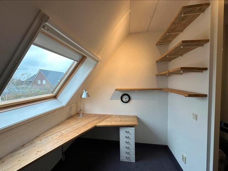 Steigerhouten bureau, handgemaakt (ophalen in Baflo), Huis en Inrichting, Bureaus, Zo goed als nieuw, Bureau, Ophalen