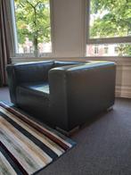 fauteuil zwart leer, Huis en Inrichting, Fauteuils, Ophalen, Gebruikt, 50 tot 75 cm, Leer
