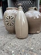 Woondecoratie Vaasjes 3 stuks taupe rustiek, Ophalen, Steen, Overige kleuren, Zo goed als nieuw