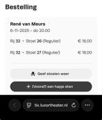 2 Kaartjes René van Meurs 6 november Luxor Rotterdam, Tickets en Kaartjes, Twee personen, November