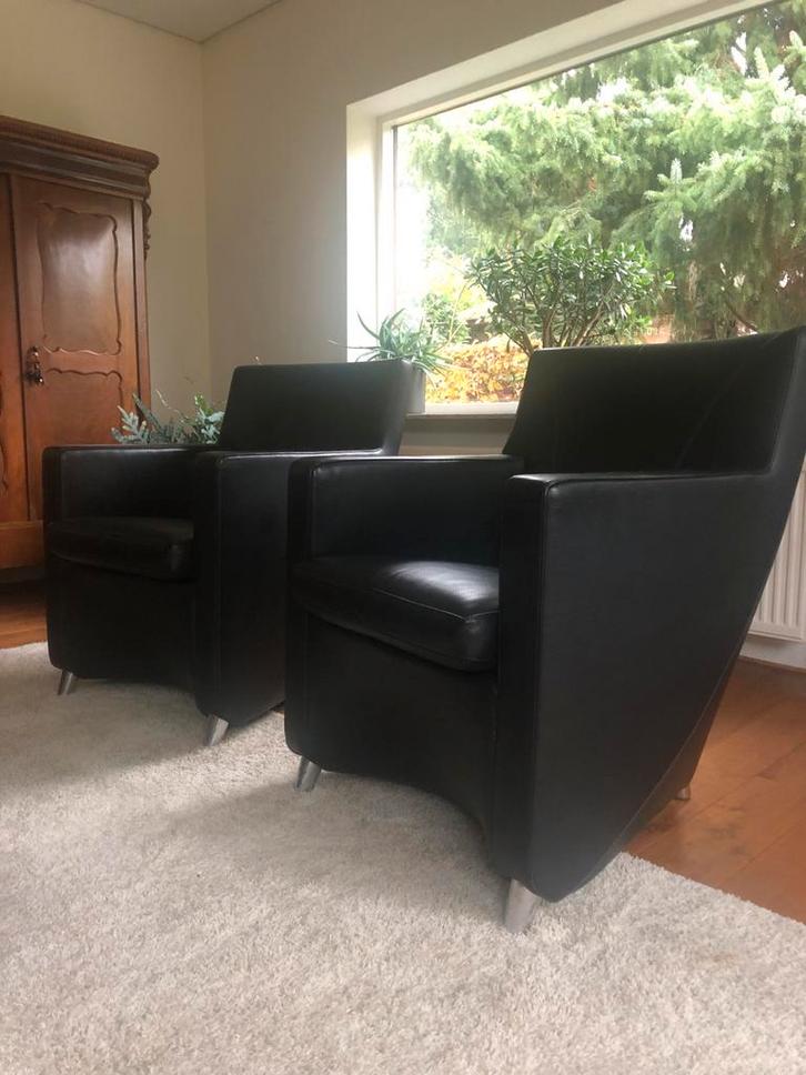 Leolux Dolcinea fauteuils - set van 2, Huis en Inrichting, Fauteuils, Gebruikt, Leer, 50 tot 75 cm, Ophalen