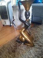 Bronzen Afrikaanse Vrouw met Mand, Ophalen of Verzenden