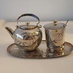 Compleet miniatuur setje zilver theekan suikerpot dienblad, Antiek en Kunst, Ophalen of Verzenden, Zilver