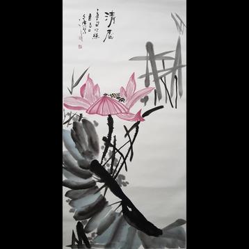 originele Chinese schilderij  sinterklaascadeau huisdecorati beschikbaar voor biedingen