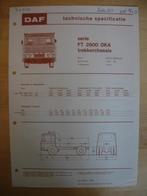 DAF FT 2600 DKA Technische Specificatie folder 1972 – 4x2, Ophalen, Zo goed als nieuw, Overige merken, DAF