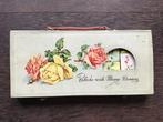 Oud doosje met bloemen blokjes, Antiek en Kunst, Curiosa en Brocante, Ophalen of Verzenden