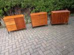Drie retro mid century lowboards wandkasten, Ophalen, Huis en Inrichting