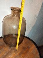Mooie grote brocante glazen bruine vaas fles, Overige kleuren, ., Ophalen of Verzenden, .