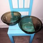 Arcoroc schalen van geribbeld rookglas 2 stuks, Huis en Inrichting, Keuken | Servies, Ophalen, Gebruikt, Overige stijlen, Glas