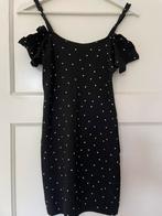 Schattig zwart zomer jurkje witte polkadots/stippen ruches S, Kleding | Dames, Jurken, Zwart, Ophalen of Verzenden, Zo goed als nieuw