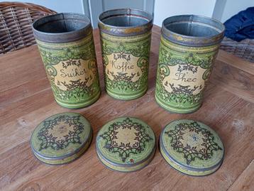 oude groene voorraadblikken Art Deco beschikbaar voor biedingen