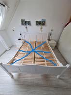 Massief grenen wit ledikant 160 x 200 EXCL. 2 lattenbodems, Huis en Inrichting, Slaapkamer | Bedden, Ophalen, Gebruikt, Wit, Tweepersoons