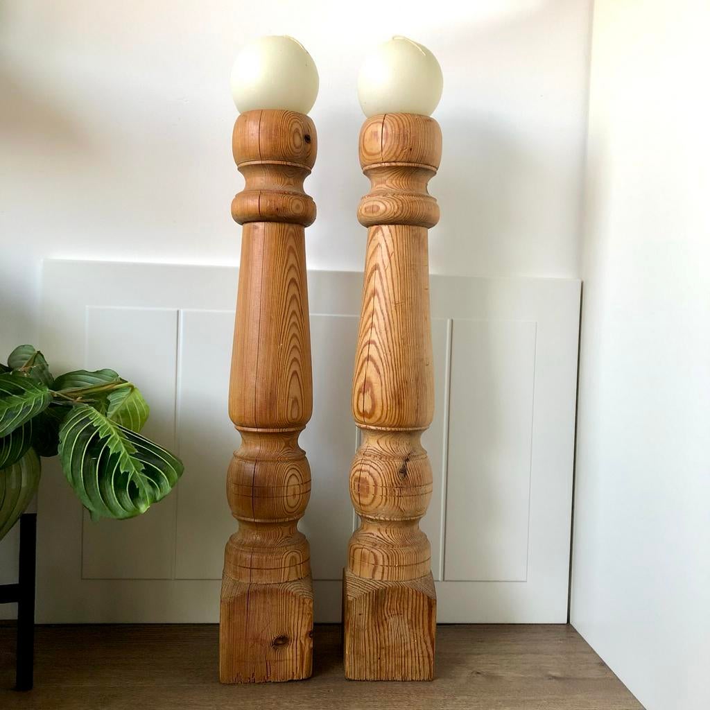 Houten kandelaars met kaarsen, Ophalen of Verzenden, Overige materialen