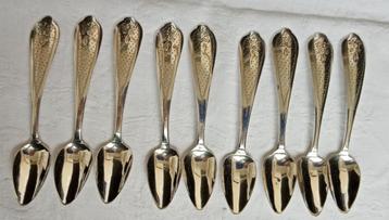 9 theelepels Biedermeier Massief 835 zilver beschikbaar voor biedingen