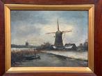 Oude Schilderij Molenlandschap b58,5 h48 d3, Ophalen of Verzenden