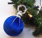 Kersthanger - kerstbal - fluweelstof glitter - blauw - nieuw, Ophalen of Verzenden, Nieuw