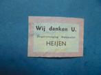 Oud luciferetiket Jeugdvereniging Meisjesclub in HEIJEN, Ophalen of Verzenden, Gebruikt, Luciferdoosjes of -merken