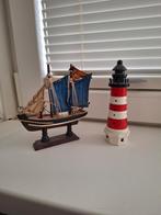 Houten Schip + Vuurtoren, Verzamelen, Scheepvaart, Ophalen of Verzenden, Gebruikt, Schaalmodel