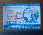 Sticker - Beck & zn - verhuizingen Nijmegen, Verzenden, Zo goed als nieuw, Bedrijf of Vereniging