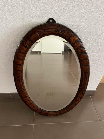 Antieke ovale spiegel 80 x 50cm met facet geslepen glas !! beschikbaar voor biedingen