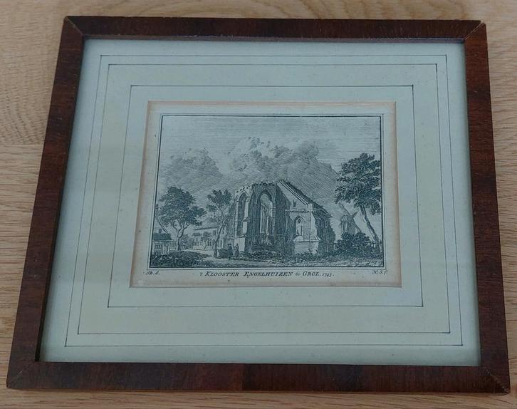 Oude prent .. klooster Engelhuizen... Groenlo ...Gelderland., Antiek en Kunst, Kunst | Etsen en Gravures, Ophalen of Verzenden